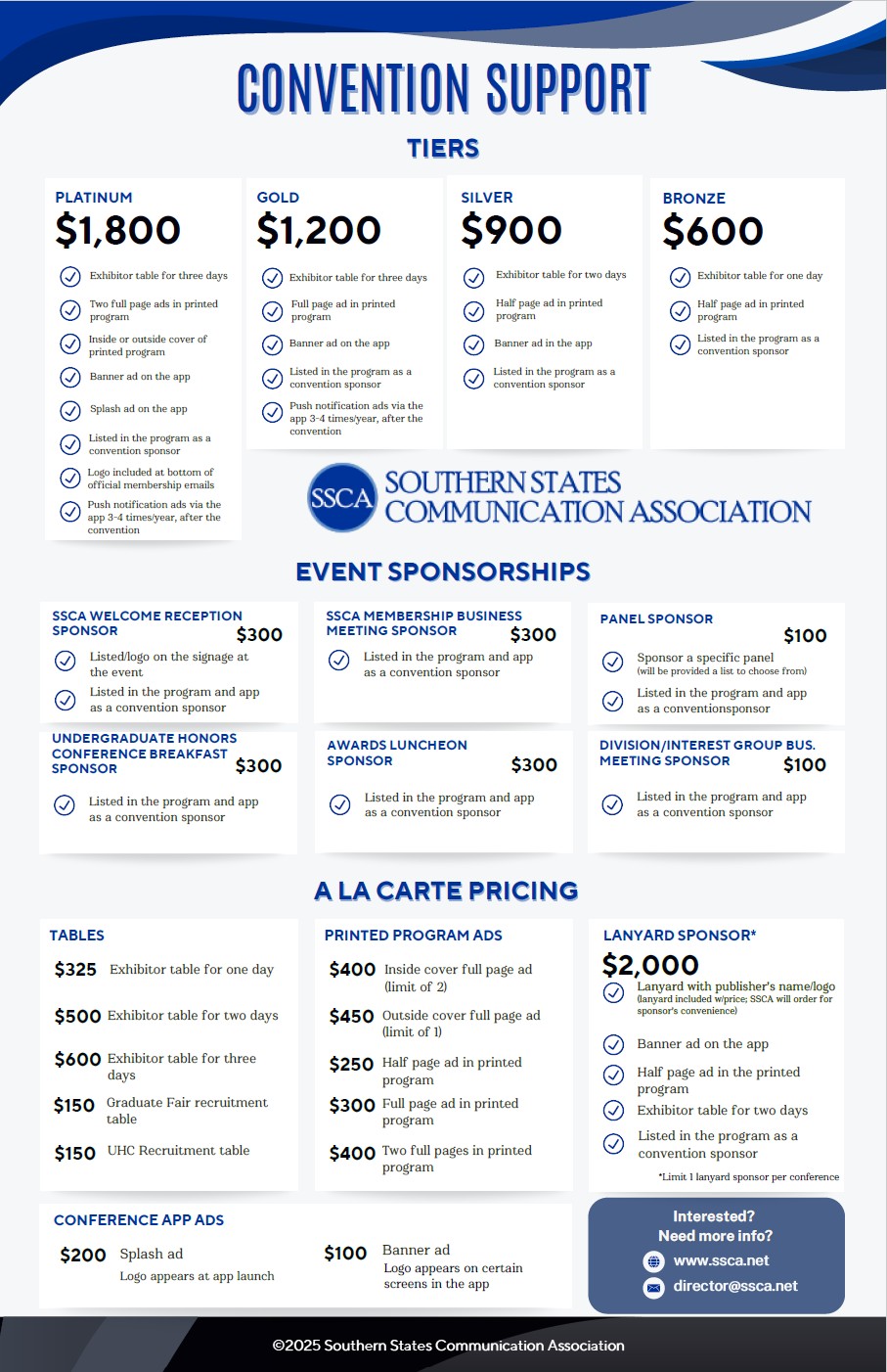 2025 SSCA Sponsorships